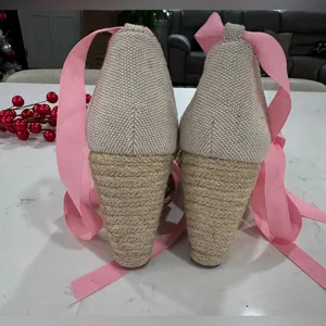 JustFab Pink Floral Wedge Espadrilles thumbnail 6