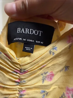Bardot Yellow Ditsy Floral Midi Dress US 10 Large Bow Strap Cottagecore Sundress thumbnail 3