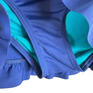 Title Nine Nylon Navy Blue Ruffled Mini Swim Skirt‎ Bikini Brief Under Size S thumbnail 3