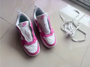 Nike Kids White and Pink Low-Top Sneakers thumbnail 9