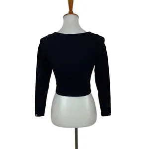 OQQ Black Crop Top Small Long Sleeve Stretch Y2K Sexy Clubwear Basic thumbnail 4