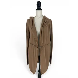 Elaine Kim Convertible Hooded Cardigan Sweater Zip Hem Cotton‎ Size P thumbnail 6