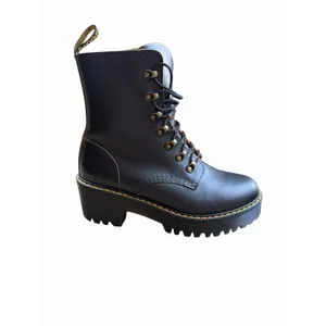 Dr Martens Leona Platform Black Leather Lace Up Combat Boot Women Docs Chunky thumbnail 6