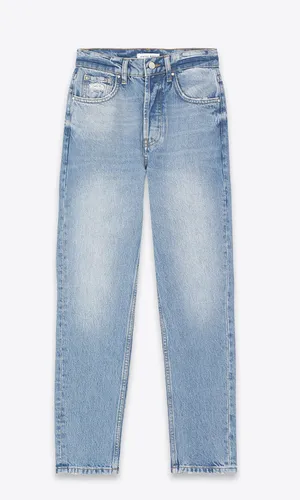 Anine Bing Sonya High Rise Button Fly Ankle Slim Leg Jeans Light Blue Wash 30 thumbnail 1