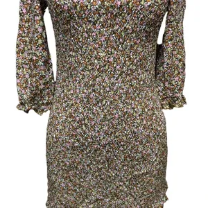 Faithfull The Brand Es‎ Saada Floral Smocked Dress Brown Pink Size 2 thumbnail 5