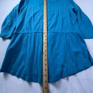Lauren Ralph Lauren Knit Top Women Large Blue Drawstring Waist Tassel 3/4 Sleeve thumbnail 10