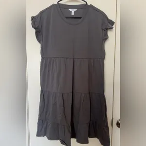 Time and Tru Women’s XS Gray Ruffle Sleeve Tunic Top Short Sleeve Casual thumbnail 4