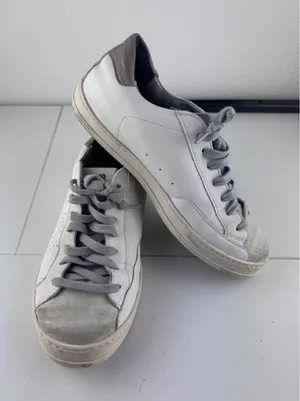 P448 John Womens White‎ Leather Suede Low Top Sneakers Size 38 7.5 8 thumbnail 1