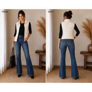 Wrangler Q-Baby Ultimate Riding Jeans Blue Bootcut Mid Rise 7/8x36 Womens thumbnail 2