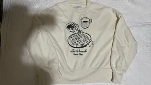Cream Abercrombie cropped crewneck thumbnail 1