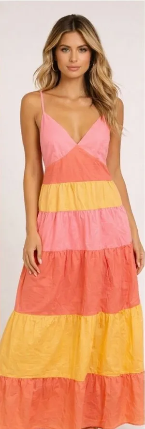 Tiered Colorblock Maxi Dress thumbnail 1