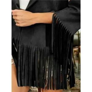 BiBi Suede Single Blazer with Fringed Hem‎ Size M thumbnail 2