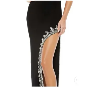 Mac Duggal Rhinestone Encrusted Side Slit Cami Bodycon Gown black 42002 Size 10 thumbnail 2