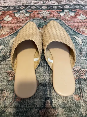 Universal Threads Woven Slip-On Mules in Beige thumbnail 2