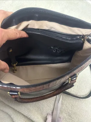Brahmin Black and Brown Leather Crossbody Satchel-Crossbody thumbnail 11