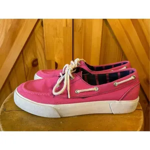 Polo Ralph Lauren Lilia canvas stripes pink size 9B ￼ thumbnail 3