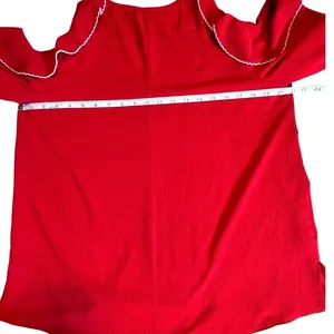 Umgee Red Cold Shoulder Tiered Ruffle Sleeve Picot Trim Boho Tunic Top Large thumbnail 7