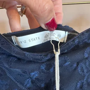 Altar'd State Jaynie Strapless Mini Dress Navy Blue NWT Size M thumbnail 7
