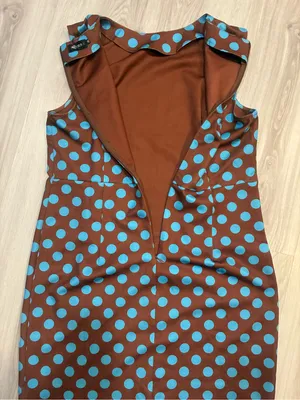 MOOYIUS Sleeveless Brown Midi‎ Dress with Light Blue Polka Dots thumbnail 13