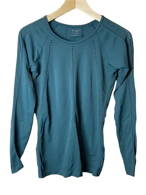 Athleta Teal Foothills Seamless Perforated Long Sleeve Top Size XS thumbnail 4