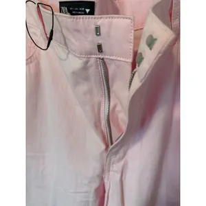 Zara Womens High Rise Wide Leg Cotton Trousers Pink‎ Size Large thumbnail 7