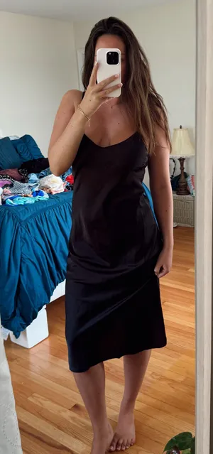 Forever 21 ZARA Black Satin Slip Dress thumbnail 1