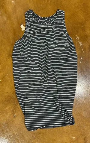 lululemon athletica Black and White Striped Sleeveless Midi Top thumbnail 1