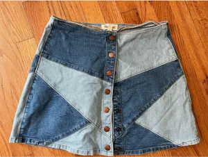 Madewell patchwork denim mini skirt, size 28 Festival Boho Hippie Streetwear Y2K thumbnail 1