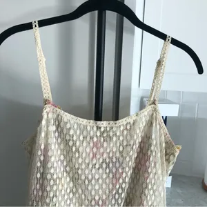 Free People Eyelet Lace Boho Chic Floral Tunic Tank Top Small thumbnail 2