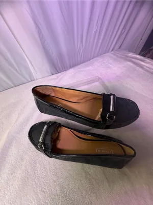 Coach Black Signature Canvas Slip-On Loafers with Metal Trim thumbnail 3