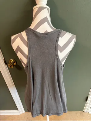 Free People Gray Ribbed Flare Tank thumbnail 2