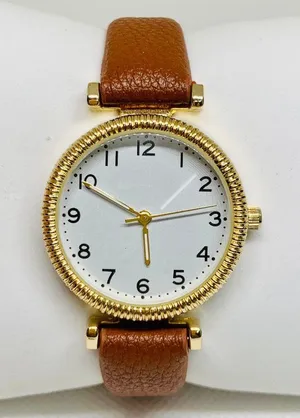 Accutime gold tone women’s watch watch 32mm quartz analog brown leather running thumbnail 1
