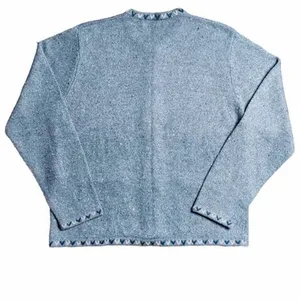 Vintage WOOLRICH Button Up Light Blue Wool Embroidered Sweater ~ Women's MEDIUM thumbnail 6