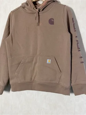 Carhartt Women’s Clarksburg Graphic Sleeve Hoodie Pullover Sweatshirt in Brown M thumbnail 4