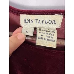 Ann Taylor Bodysuit Womens Large Burgundy Velvet Long Sleeve Vintage 90s Wine thumbnail 4