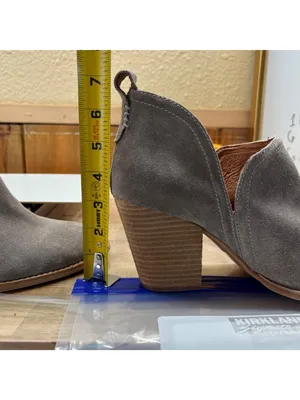 Jeffrey Campbell Rosalee Suede Ankle Boots Taupe Block Heel Size 11 Western Boho thumbnail 12