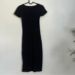Cotton On Black Ribbed Midi Dress Size XS thumbnail 2
