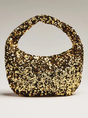 NWT! Anthropologie Gold Sequin Hobo Paillette Sequin Crescent Shoulder Bag thumbnail 2