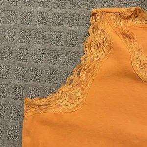 Y2K Retro Karen Scott Sport Womens Tank Top Shirt Size Medium M Orange‎ Lace thumbnail 3