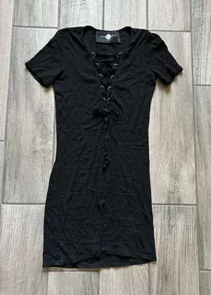 Nasty Gal Black Lace-Up Mini Dress thumbnail 1