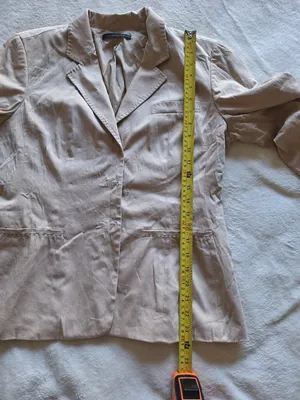Elie Tahari Beige Polished Cotton Double Breasted Snap Blazer Size 10 Fits S/M thumbnail 5