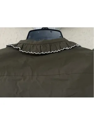 Tuckernuck Olive Green Alice Button Front Midi Dress Collar V Neck Scallop S thumbnail 10