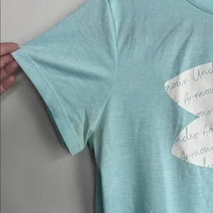 Under Armour Women's Short Sleeve Tee in Aqua with White Logo Size L thumbnail 3
