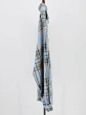 Aerie Boyfriend Flannel Button Down Pajama shirt light blue relaxed flowy fit thumbnail 4