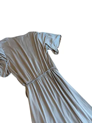 Two Birds Grey Faux Wrap Maxi Dress Flutter Sleeve Long Surplice Medium Women's thumbnail 10