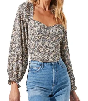 ASTR The Label Cropped Ruched Long Sleeve thumbnail 1