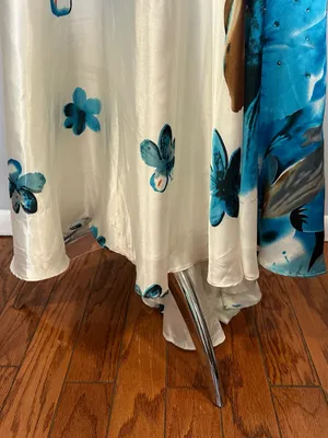 Night Moves Blue White Floral Strapless Gown Y2K US 6 thumbnail 4