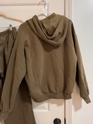 Edikted Olive Green Hoodie and Sweatpants Set thumbnail 5