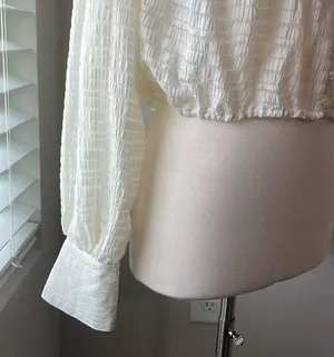 Free People Hailey Ivory Blouse Long Sleeve Crop thumbnail 4