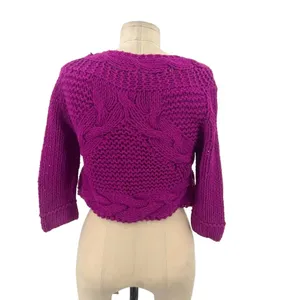Free People Purple Taf Cable‎ Knit Cardigan Sweater Size XS thumbnail 6